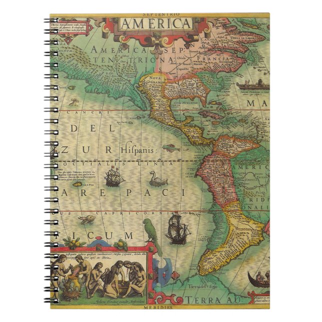 Carnet Antique carte du Vieux Monde des Amériques, 1606 (Devant)