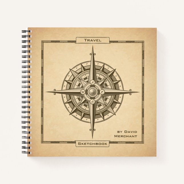 Carnet Antique Compass Rose Travel Sketbook (Devant)
