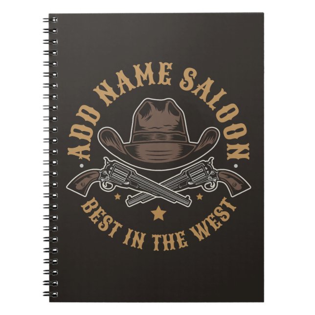 Carnet Antique Cowboy Guns AJOUTER NOM Old Wild West Salo (Devant)