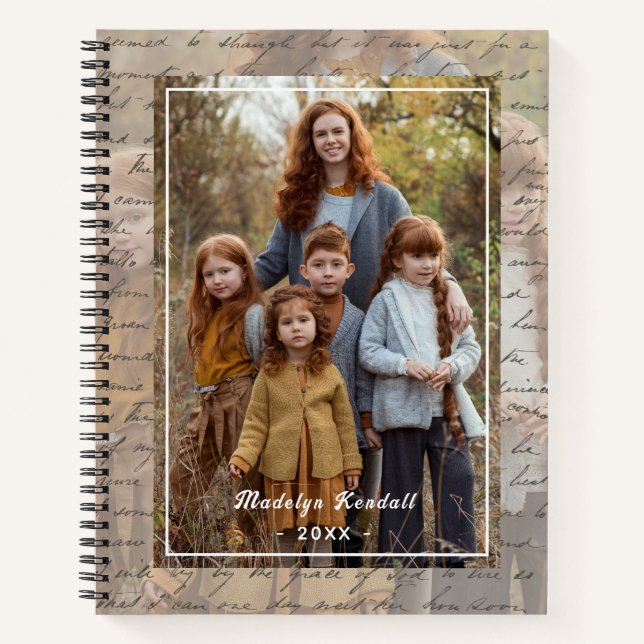 Carnet Antique Handwritten Script Personalized Photo (Devant)