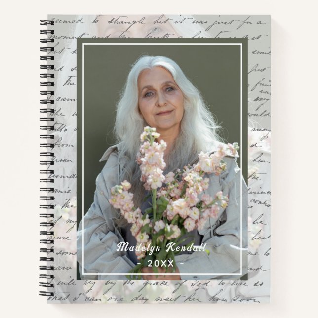 Carnet Antique Script Handwriting Personalized Photo (Devant)