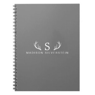 Carnet Antlers de Cerfs Classiques Monogramme Gris