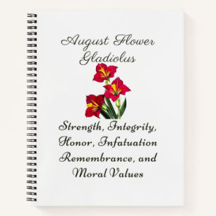 Carnet Août Mois de naissance Fleur Gladiolus Cadeau de n