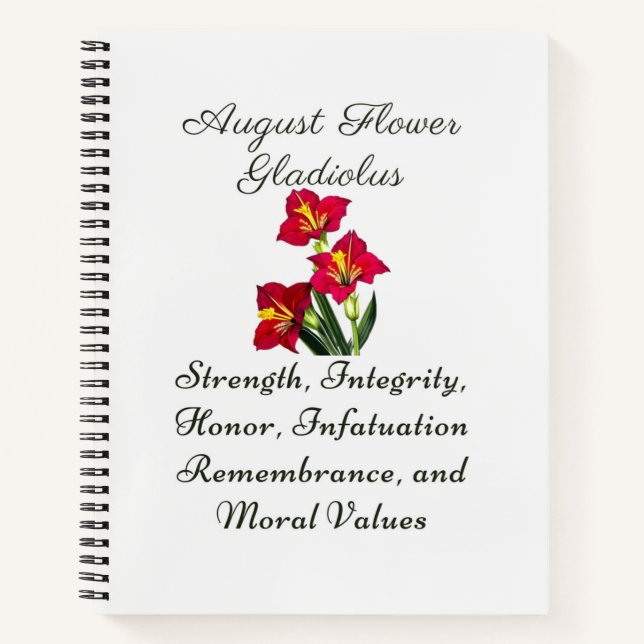 Carnet Août Mois de naissance Fleur Gladiolus Cadeau de n (Devant)