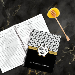 Carnet Apière d'abeille de miel moderne Noir Jaune