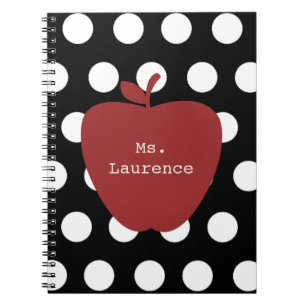 Carnet Apple et professeur rouges de point de polka
