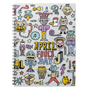Carnet April fools day drôle doodle colorful set 1. Vinta