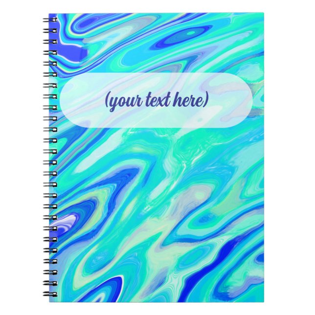 Carnet Aqua Blue Marble Texture Abstrait Motif liquide (Devant)