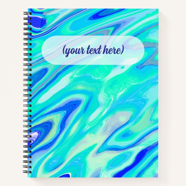 Carnet Aqua Blue Marble Texture Abstrait Motif liquide (Devant)