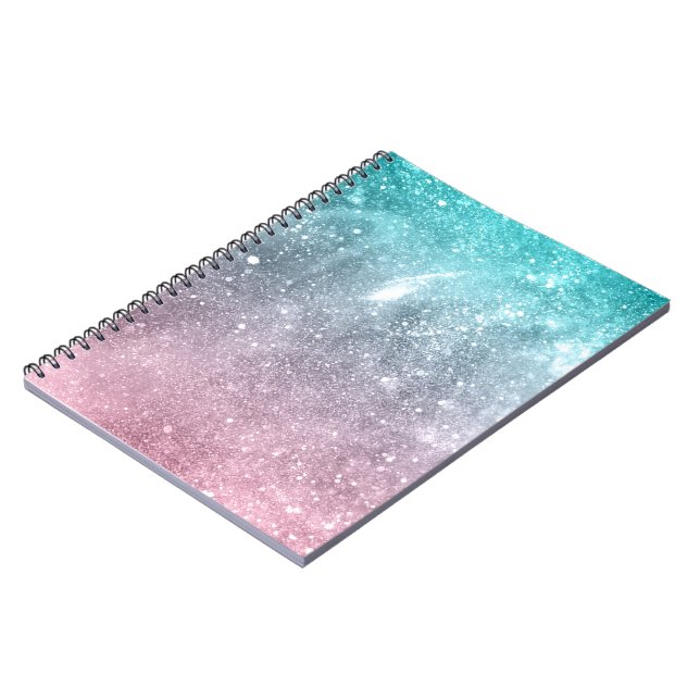 Carnet Aqua blue Pink ombre mer galaxie abstraite (Côté gauche)