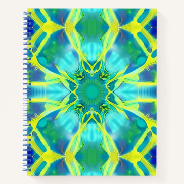 Carnet Aqua, Cobalt Blue et Yellow Tie Dye Motif (Devant)