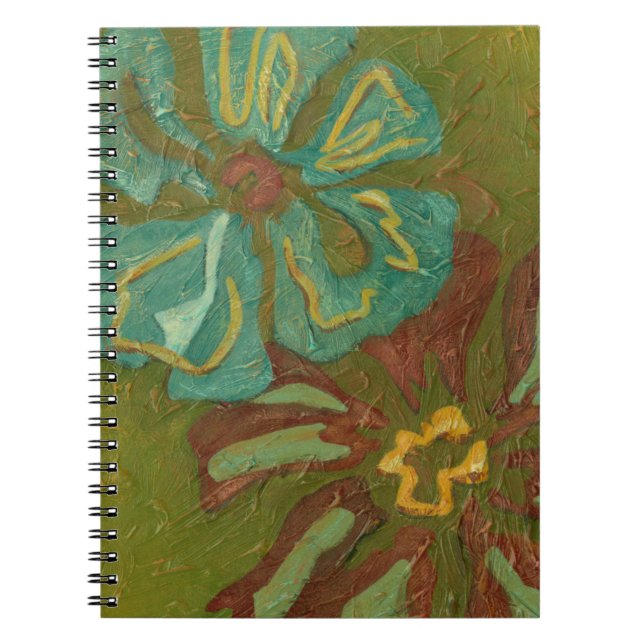 Carnet Aqua et Fleurs orange brûlées sur Arrière - plan v (Devant)