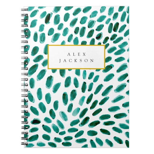 Carnet Aqua personnalisé Turquoise Abstrait Motif tendanc (Devant)