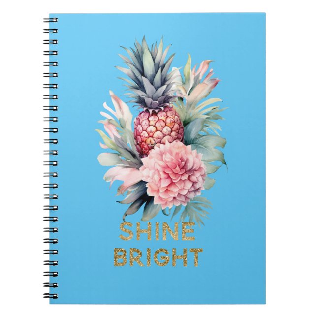 Carnet Aqua Tropical Gold Parties scintillant Pinceau (Devant)