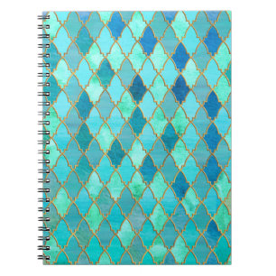 Carnet Aqua Turquoise Mint Gold Oriental Marocain Carrela