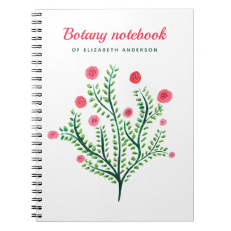 Carnet Aquarelle à fleurs de printemps en rose blanc vert