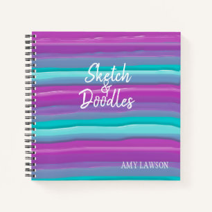 Carnet Aquarelle à rayures blanches personnalisée