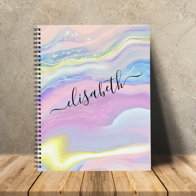 Carnet Aquarelle Abstraite Marbre Nom du script Monogramm (Créateur téléchargé)