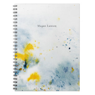 Carnet Aquarelle Abstraite moderne bleu et jaune