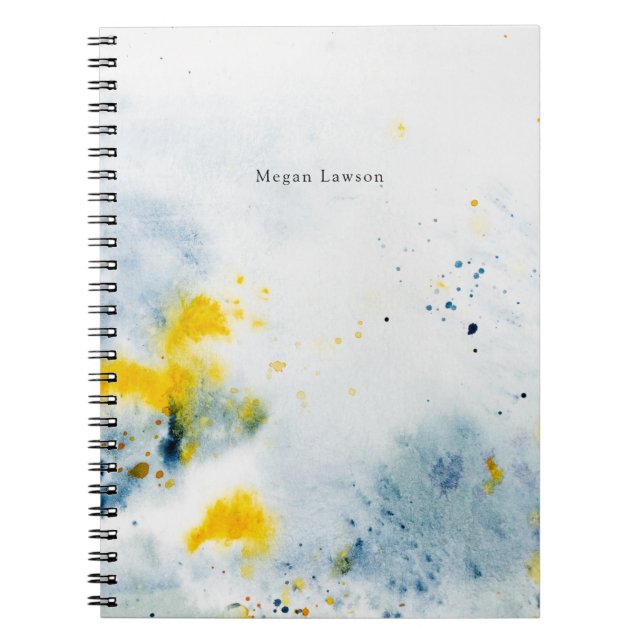 Carnet Aquarelle Abstraite moderne bleu et jaune (Devant)