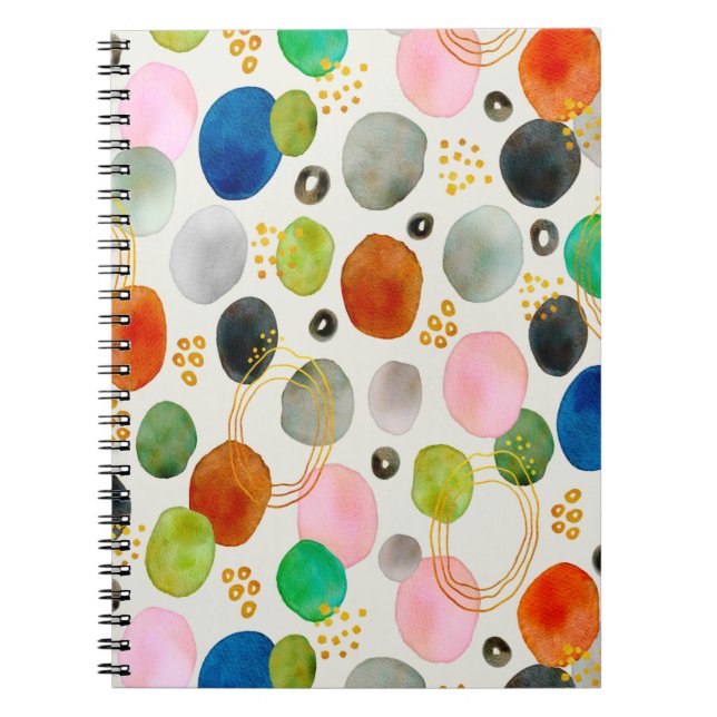 Carnet Aquarelle Abstraite Pebble Gold Parties scintillan (Devant)