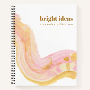 Carnet Aquarelle Abstraite rose et or personnalisée