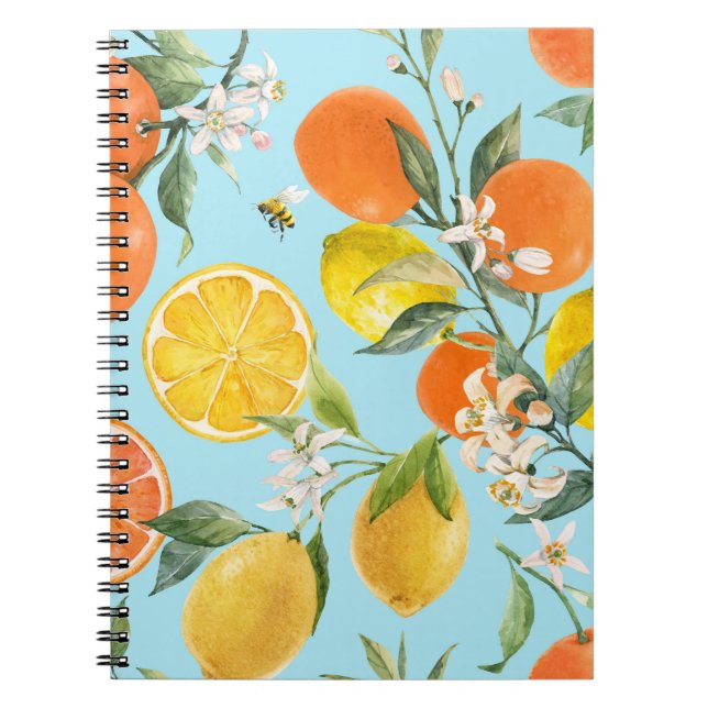Carnet Aquarelle Agrumes Fruits : Main tirée (Devant)