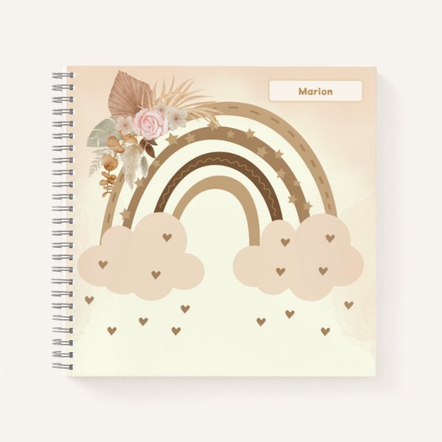 Carnet Aquarelle arc-en-ciel avec fleurs (Devant)