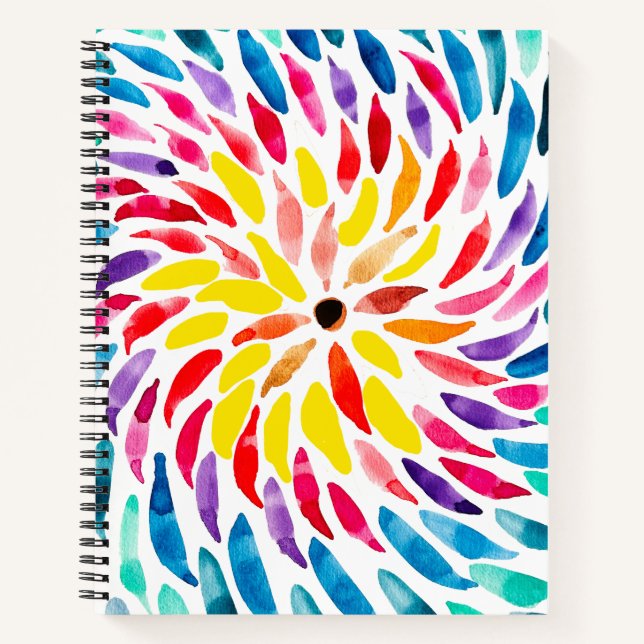 Carnet Aquarelle arc-en-ciel spirale abstraite (Devant)