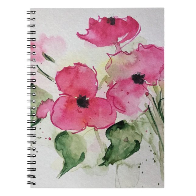 Carnet Aquarelle Art Fleurs Roses (Devant)