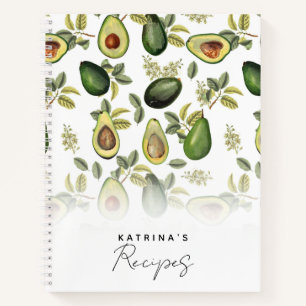 Carnet Aquarelle Avocado Motif Botanique Recette