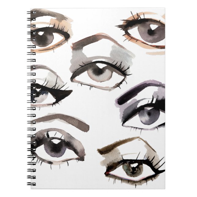 Carnet Aquarelle beaux yeux motif (Devant)