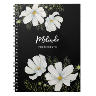 Carnet Aquarelle Blanc Cosmos Fleurs Peinture Botanique