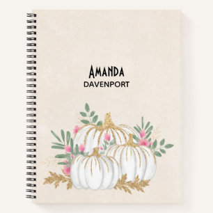 Carnet Aquarelle blanche et Citrouille or