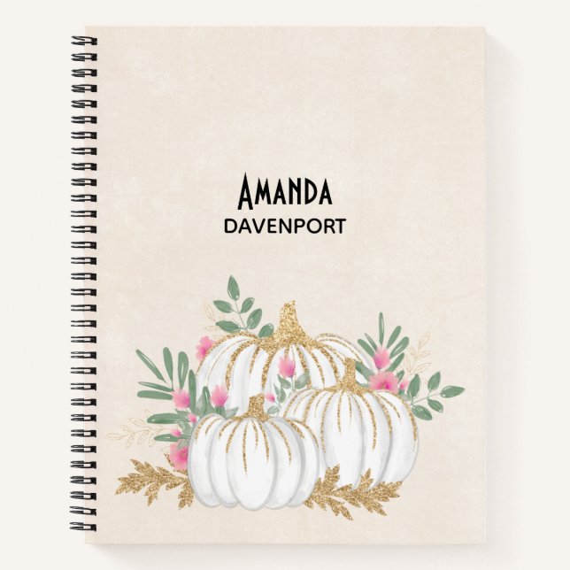 Carnet Aquarelle blanche et Citrouille or (Devant)