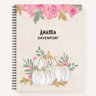 Carnet Aquarelle blanche et Citrouille or