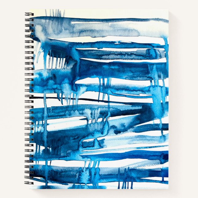 Carnet Aquarelle bleu art abstrait (Devant)