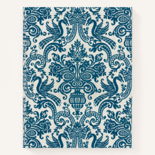Carnet Aquarelle bleu & blanc Floral Vintage Motif
