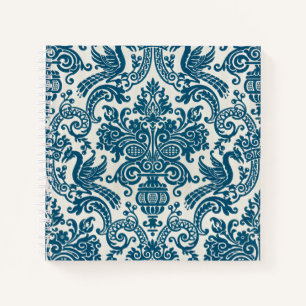 Carnet Aquarelle bleu & blanc Floral Vintage Motif