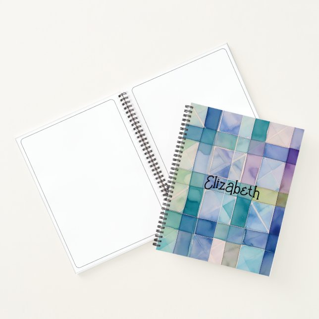 Carnet Aquarelle bleu et violet plaid (Intérieur)