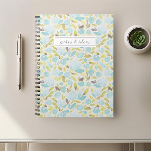 Carnet Aquarelle bleu floral
