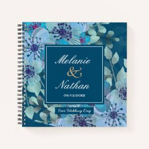 Carnet Aquarelle bleu marine Floral Élégant mariage invit
