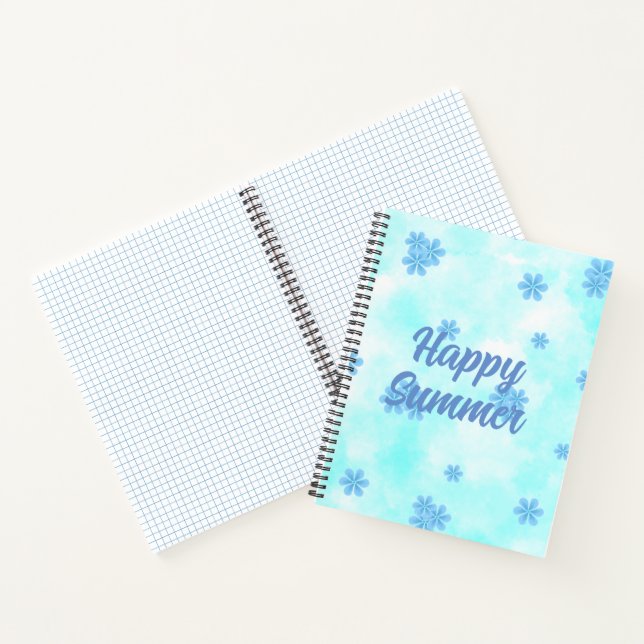 Carnet aquarelle bleu rétro floral peint main (Intérieur)
