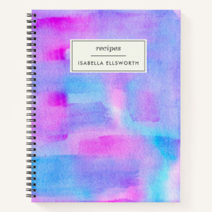 Carnet Aquarelle bleu rose Abstrait personnalisée