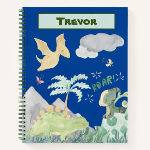 Carnet Aquarelle Bleue Cute Dinosaur