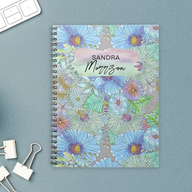Carnet Aquarelle bohème Grande Fleurs de Jardin stylisées (Créateur téléchargé)