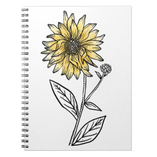 Carnet Aquarelle botanique ligne esthétique art tournesol