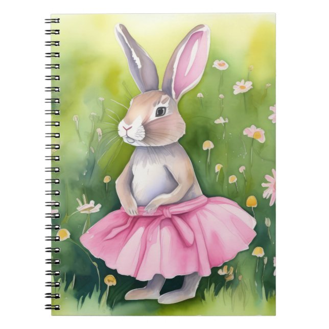 Carnet Aquarelle Bunny En Tutu Rose (Devant)