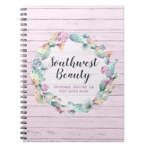 Carnet Aquarelle Cactus Succulent & Bois Rustique Bohème