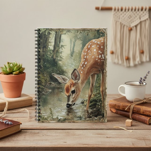 Carnet Aquarelle Cerf de la Forêt Nature (Créateur téléchargé)